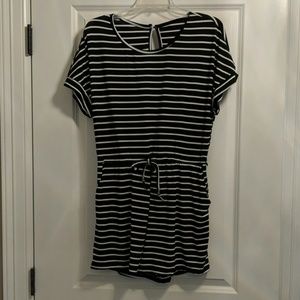 NWOT Black/white striped shortie romper